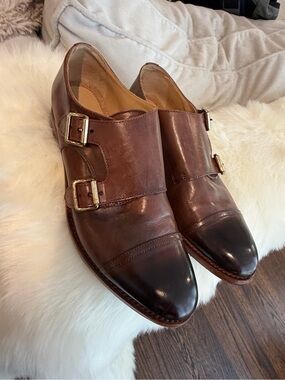 Brown Double Monk Strap Leather Dress Shoes Office of Angela Scott